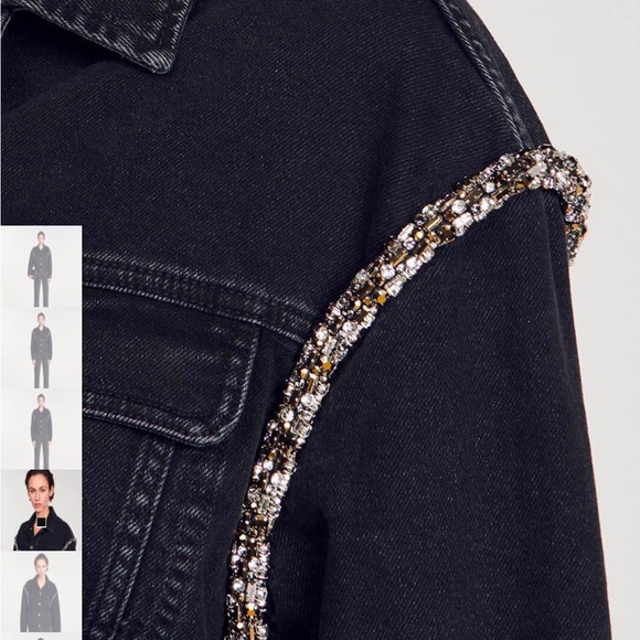 Sandro OVERSIZED DENIM JACKET WITH RHINESTONES - Picture 2 of 13